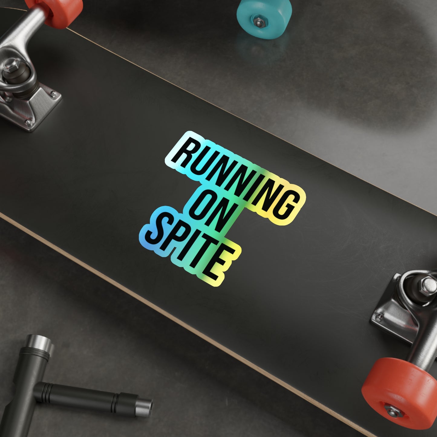 Holographic "Running On Spite" Die-Cut Sticker