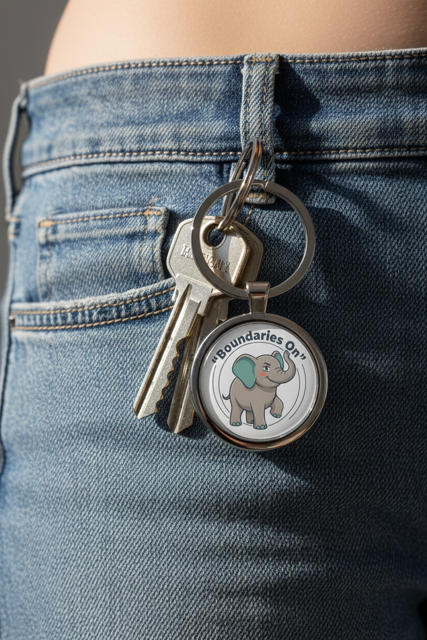 Elephant Round Stainless Steel Keychain