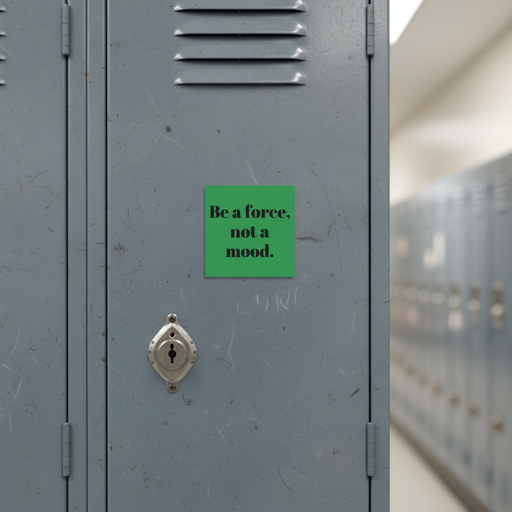 Square Magnet — “Be a force, not a mood.” Inspirational Fridge Magnet