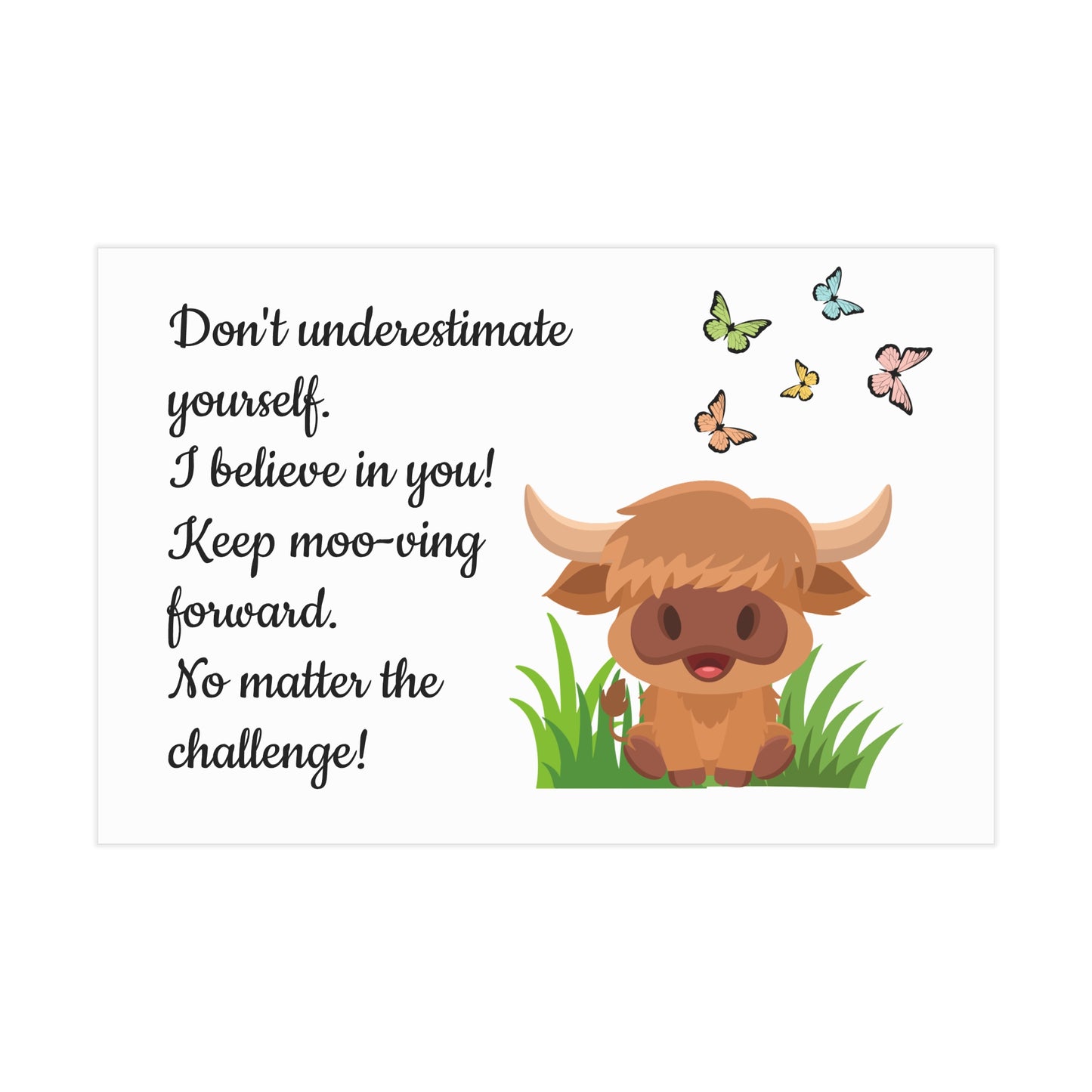 Highland Cow "Keep Moo-ving Forward" Motivational Poster - Kids Classroom Decor
