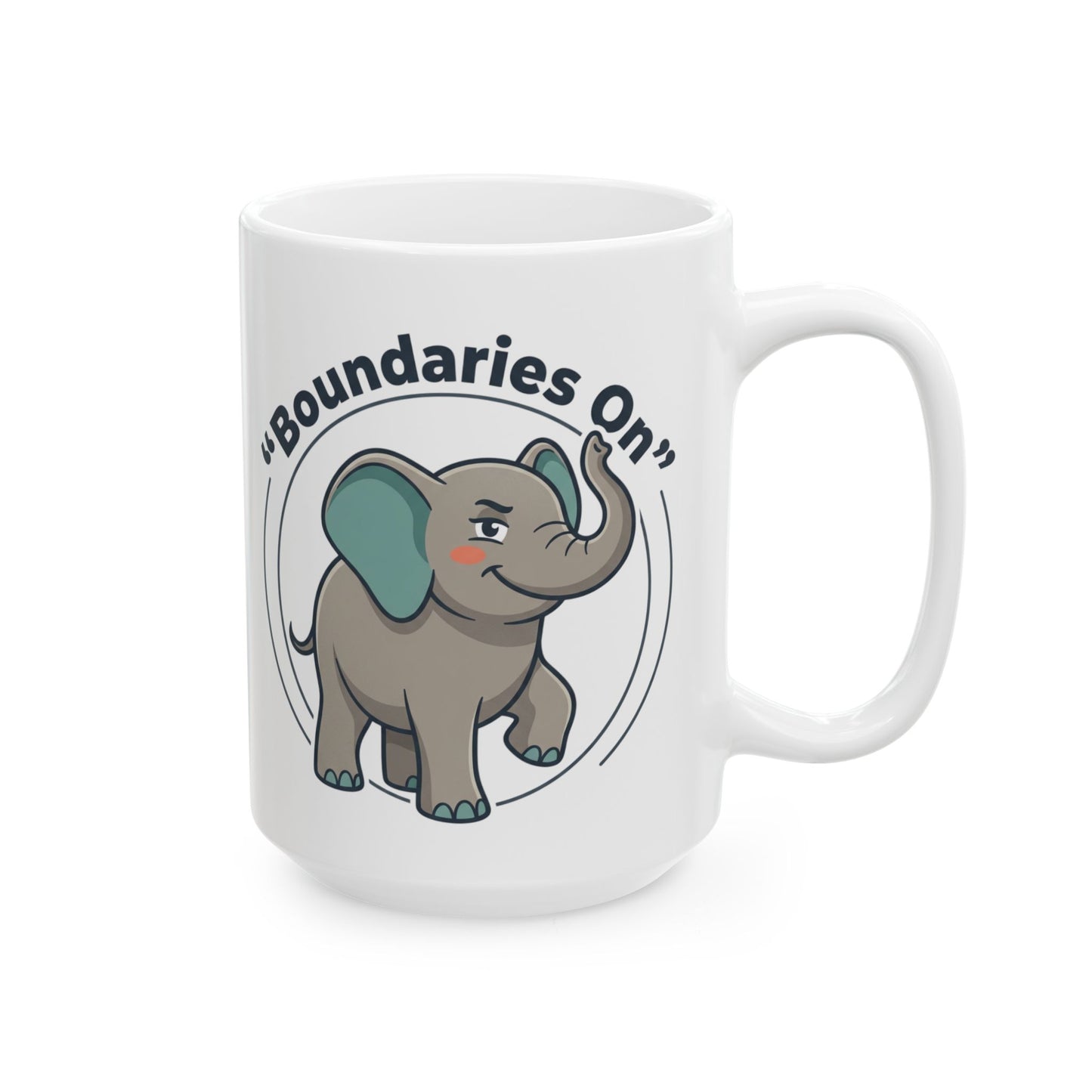 Elephant "Boundaries On" Ceramic Mug - Funny Self-Care Gift