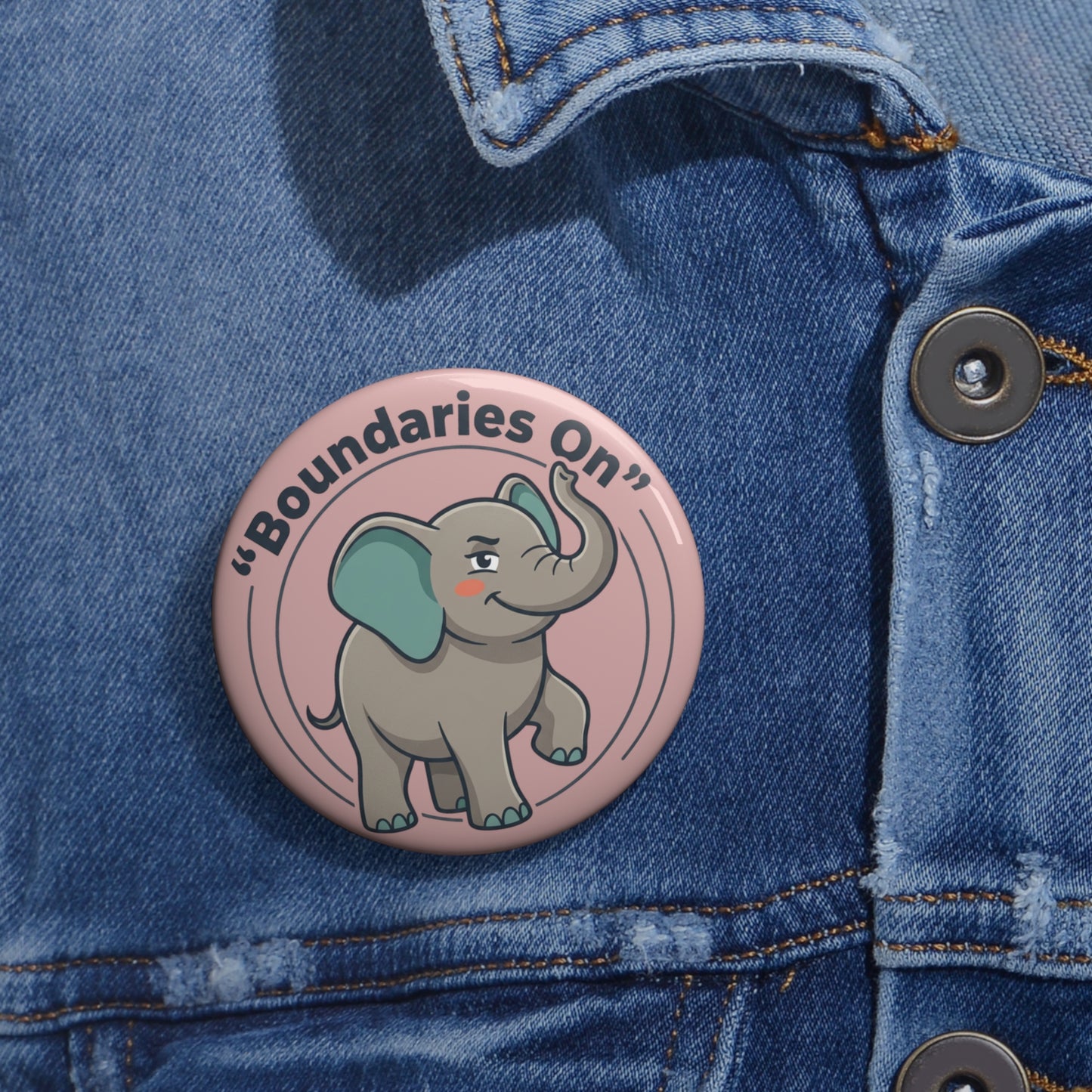 "Boundaries On" Elephants Pin Button - Self-Care Empowerment Gift