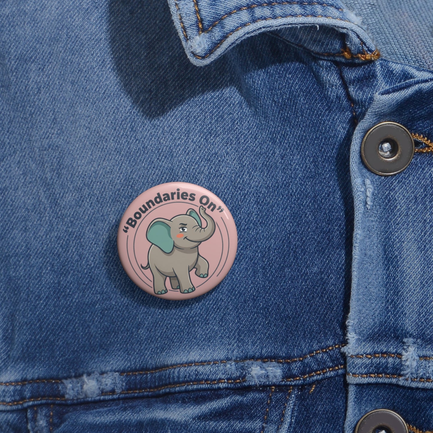"Boundaries On" Elephants Pin Button - Self-Care Empowerment Gift