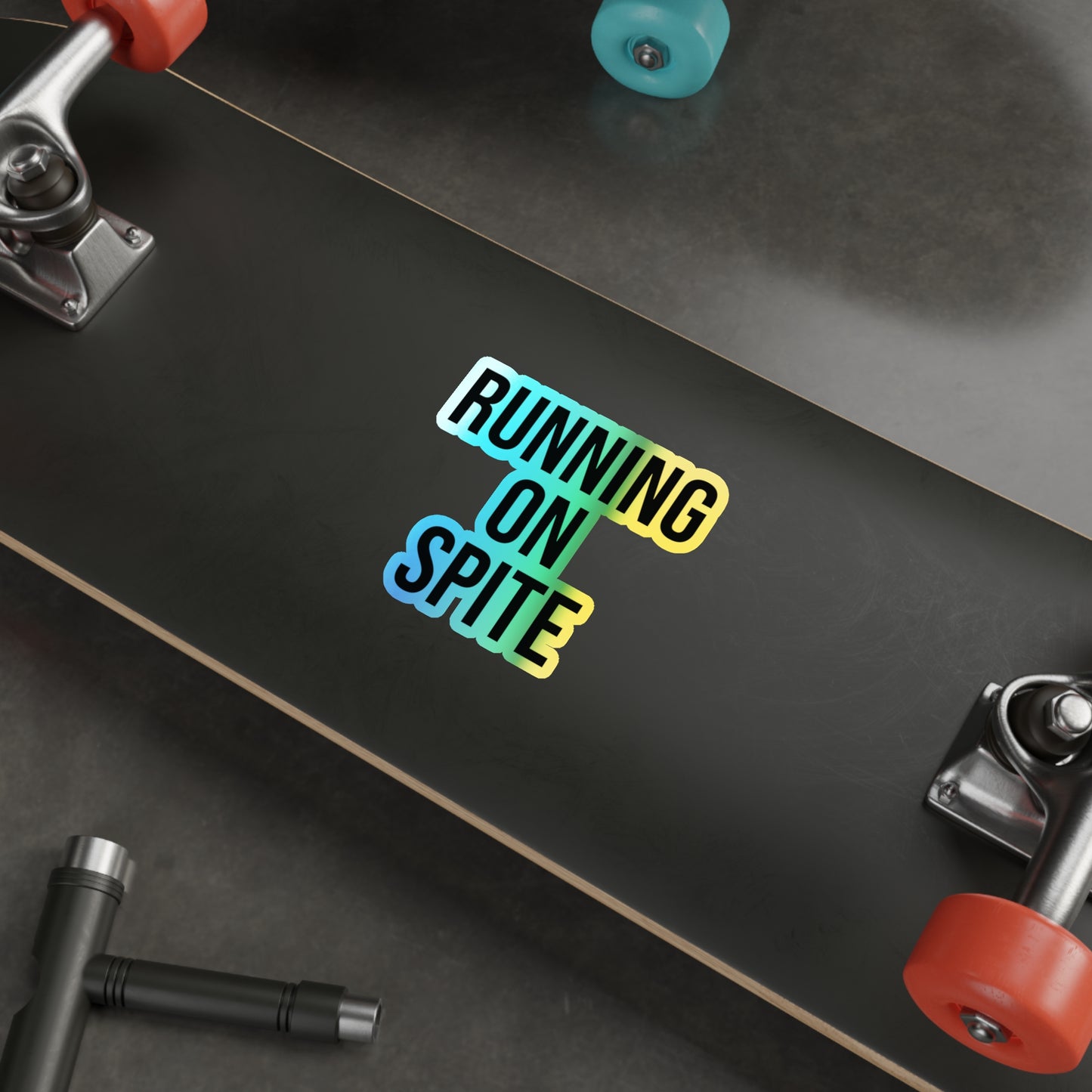 Holographic "Running On Spite" Die-Cut Sticker