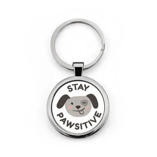 Stay Pawsitive Keychain – Stainless Steel Pet Lover Gift