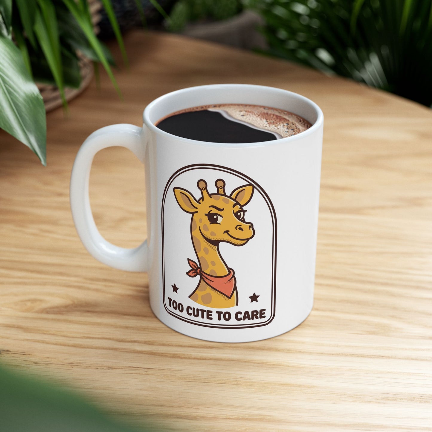 Giraffe "Too Cute To Care" Ceramic Mug - Sassy Unbothered Gift