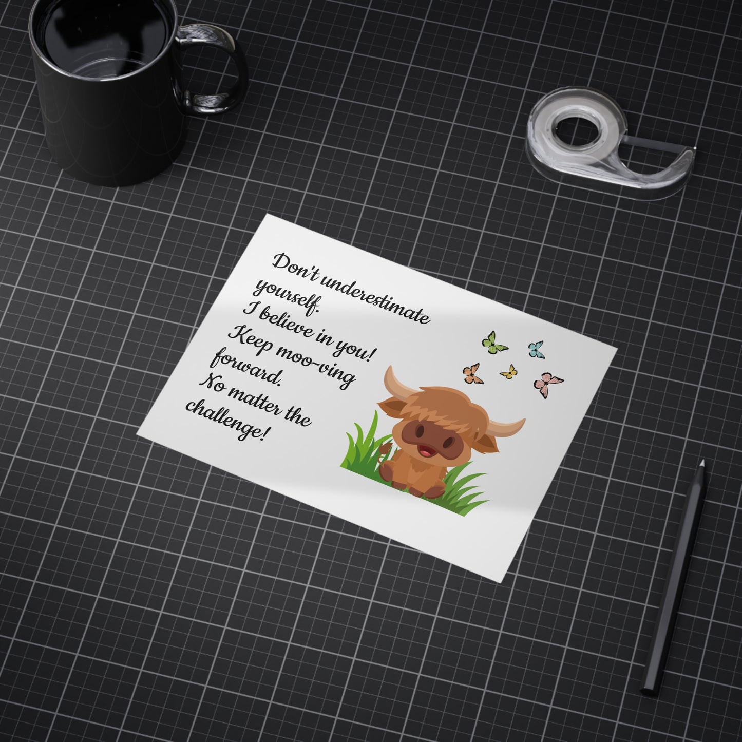 Highland Cow "Keep Moo-ving Forward" Motivational Poster - Kids Classroom Decor