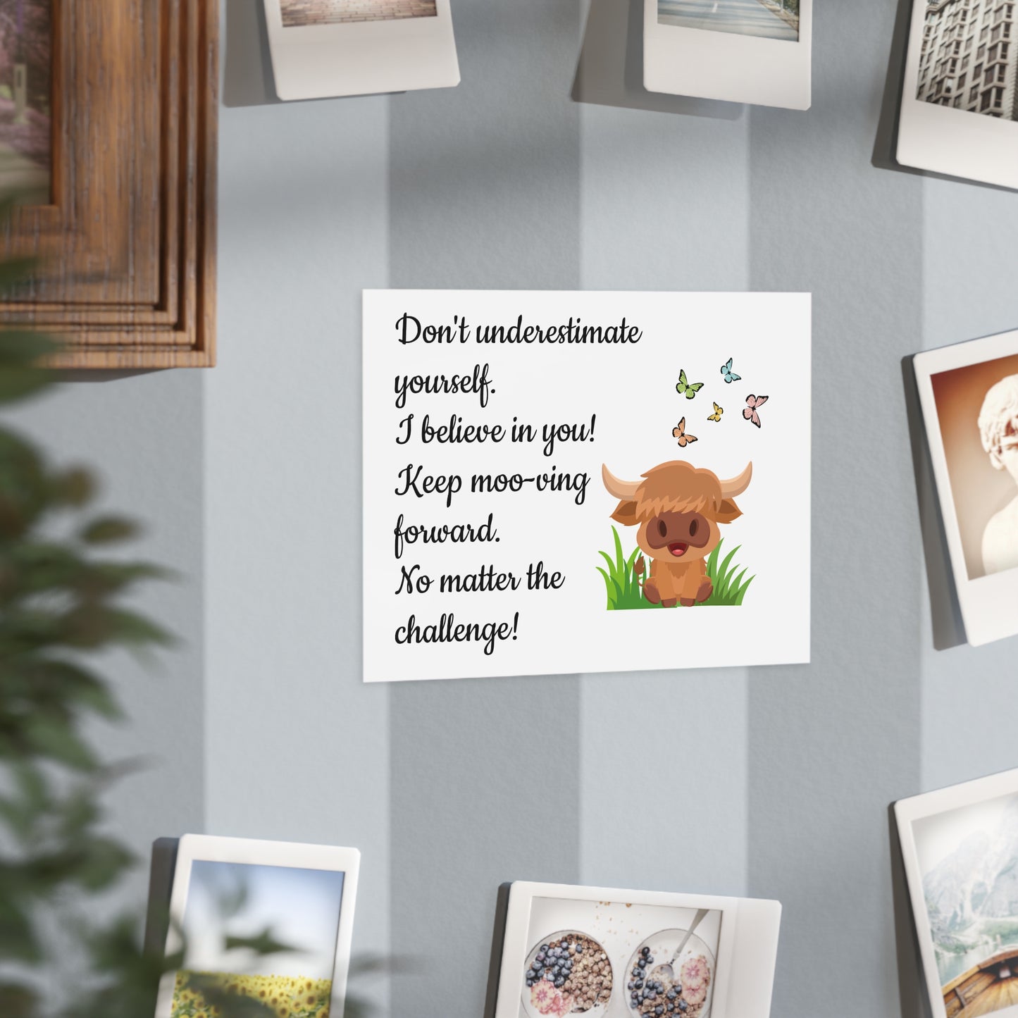 Highland Cow "Keep Moo-ving Forward" Motivational Poster - Kids Classroom Decor