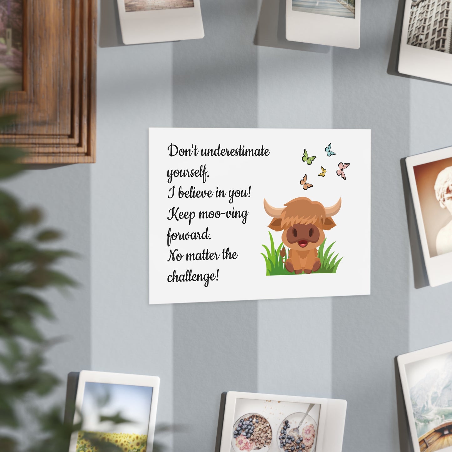 Highland Cow "Keep Moo-ving Forward" Motivational Poster - Kids Classroom Decor