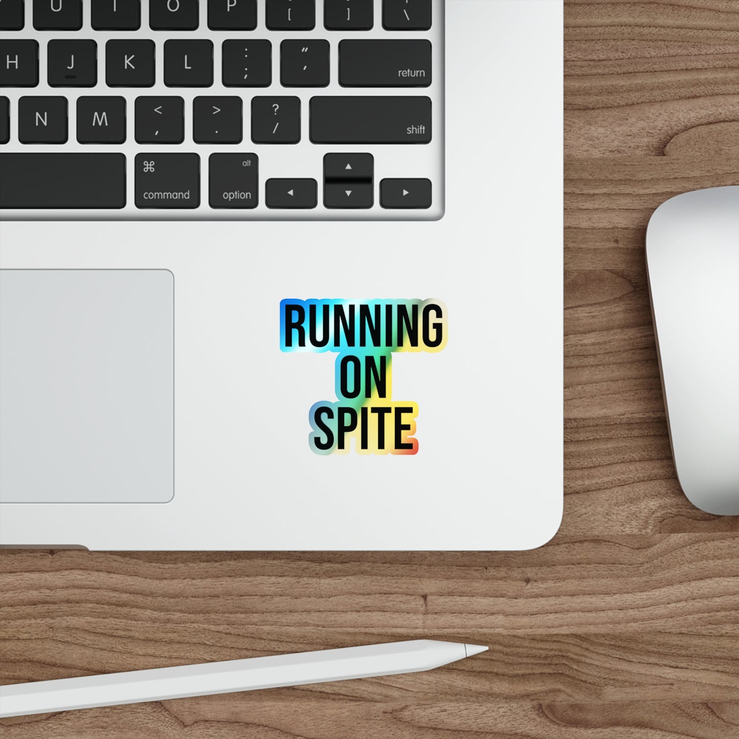 Holographic "Running On Spite" Die-Cut Sticker