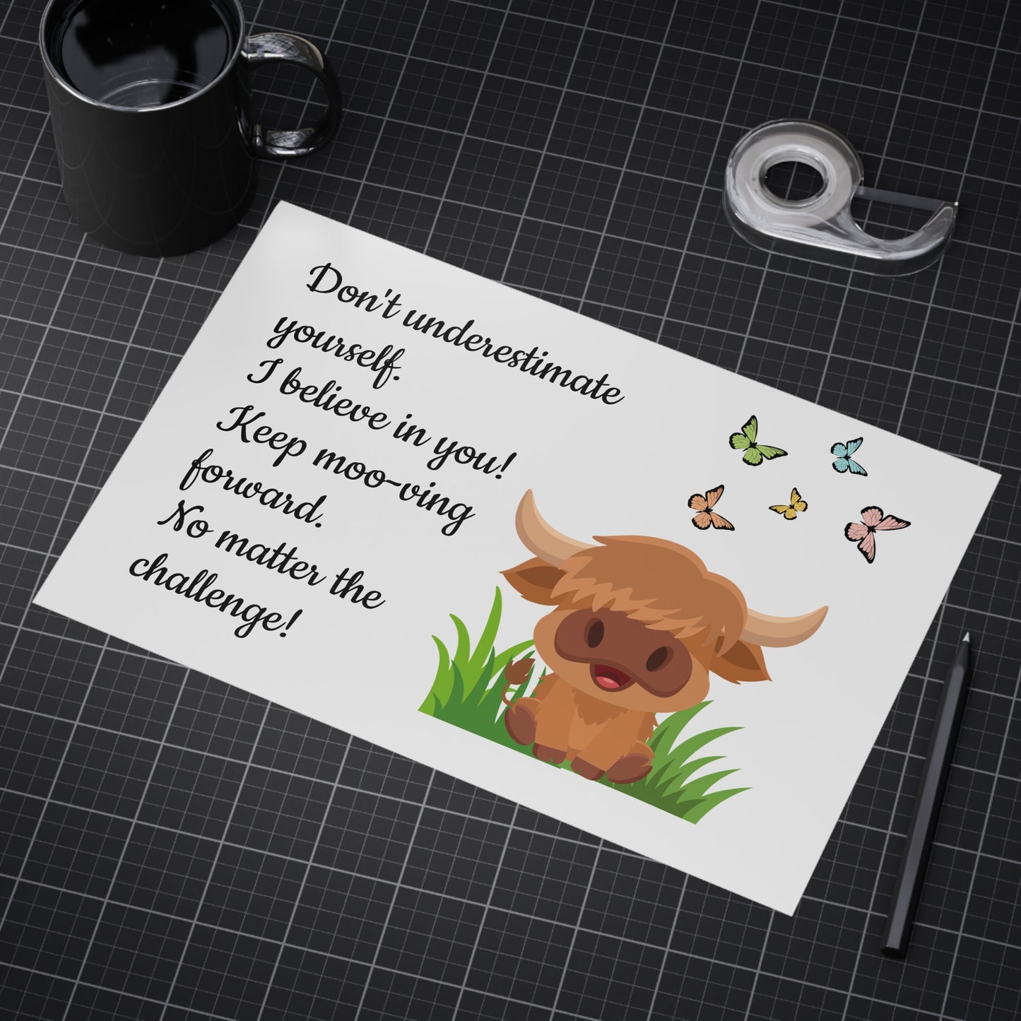 Highland Cow "Keep Moo-ving Forward" Motivational Poster - Kids Classroom Decor