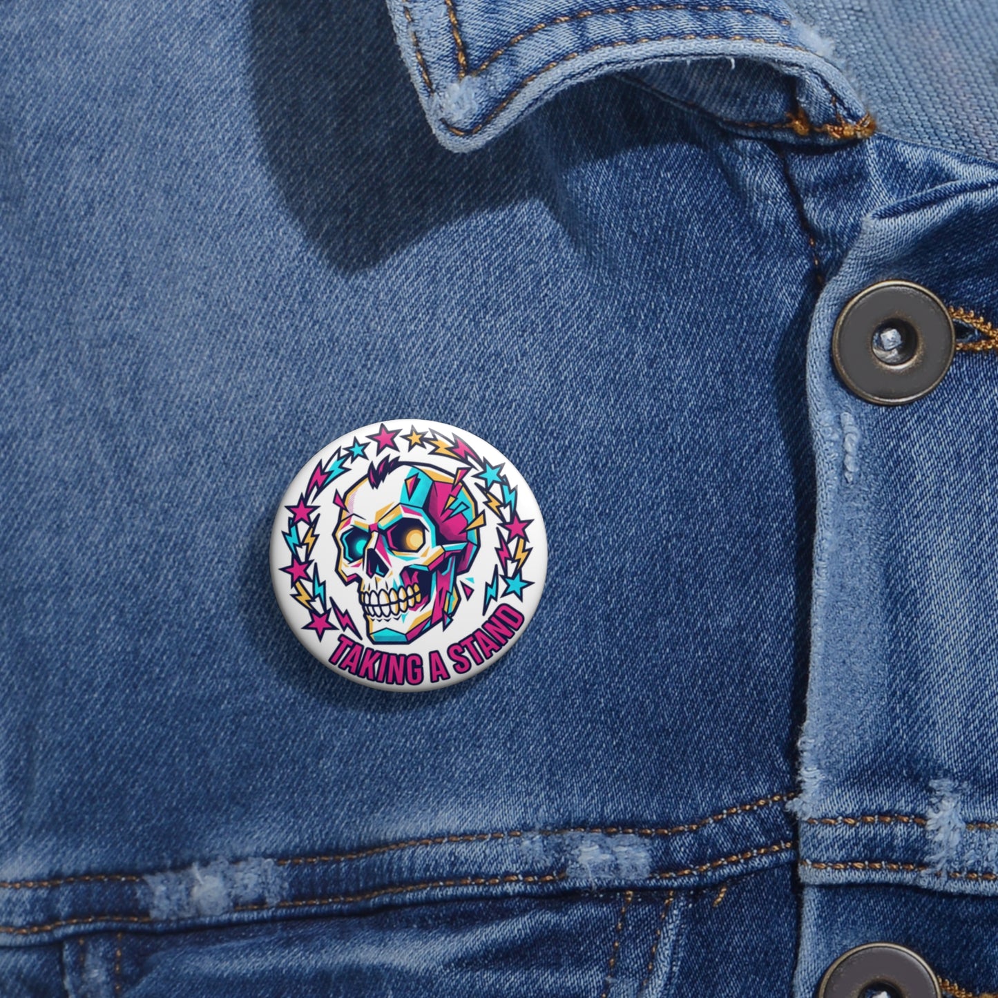 "Taking a Stand" Skull Pin Button - Bold Empowerment Gift