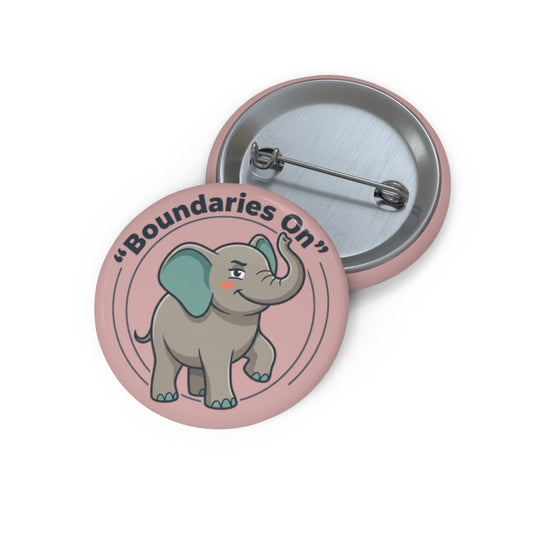 "Boundaries On" Elephants Pin Button - Self-Care Empowerment Gift