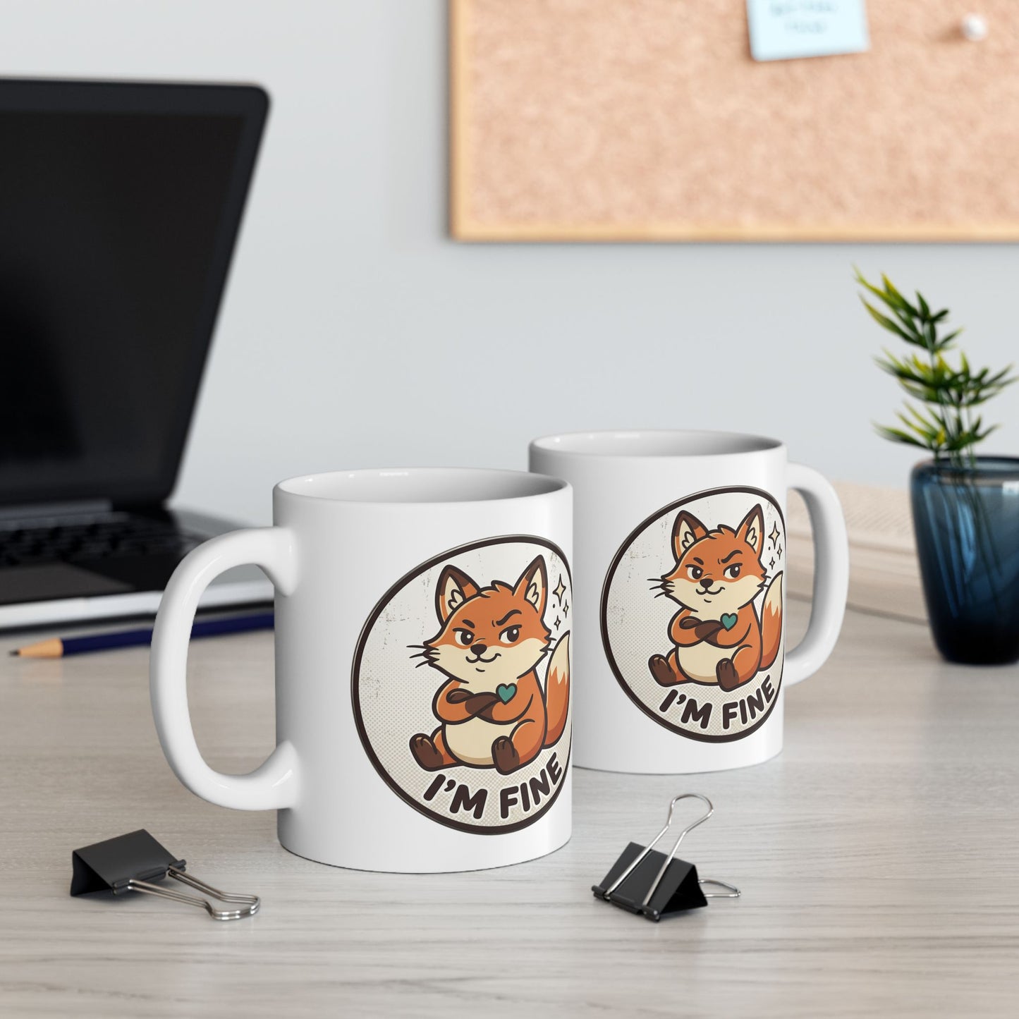 Grumpy Fox "I'm Fine" Funny Coffee Mug – Sarcastic Gift Idea