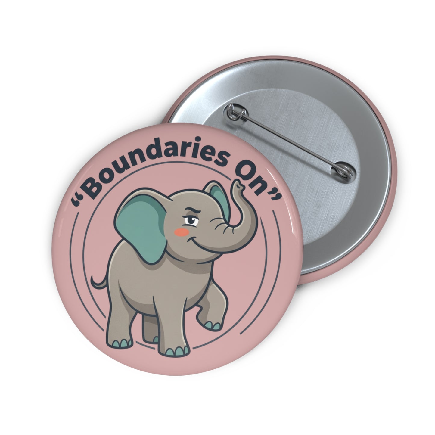 "Boundaries On" Elephants Pin Button - Self-Care Empowerment Gift