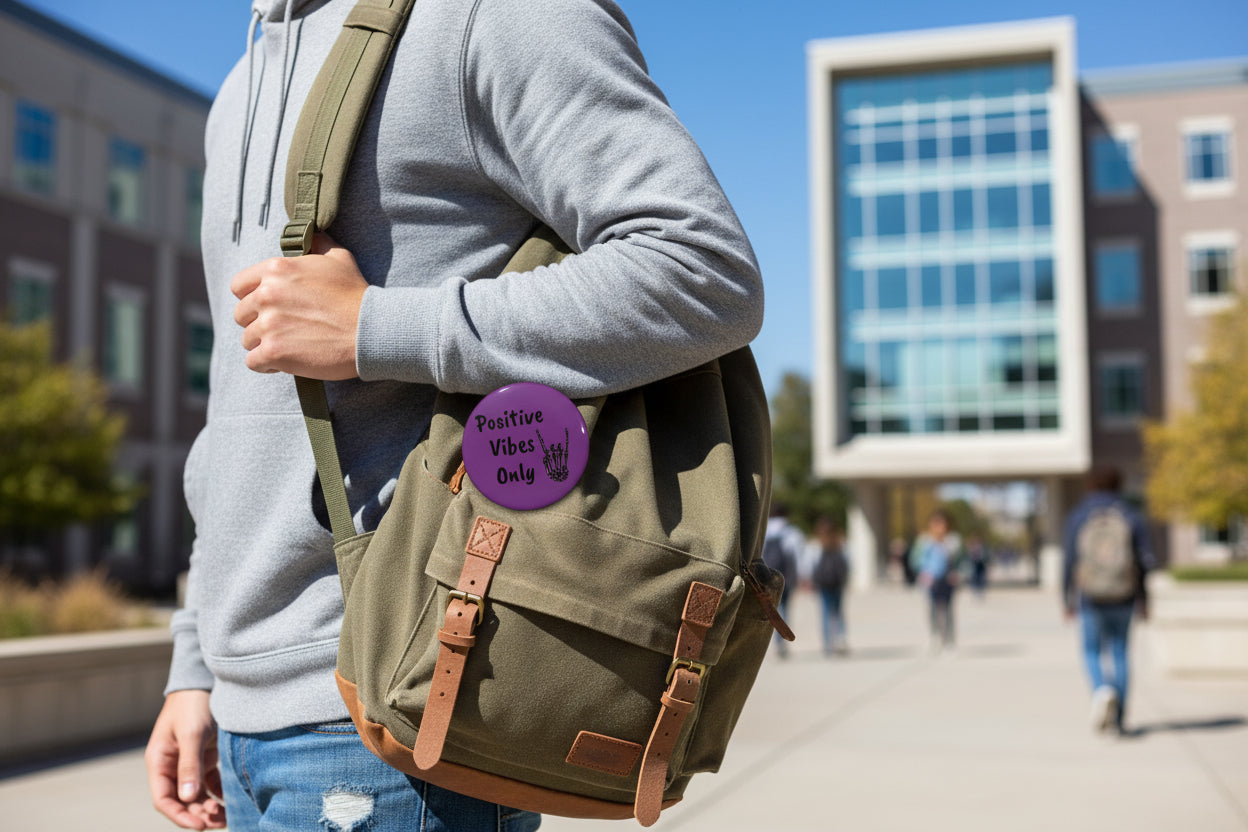 "Positive Vibes Only" Pin Button - Edgy Motivational Accessory