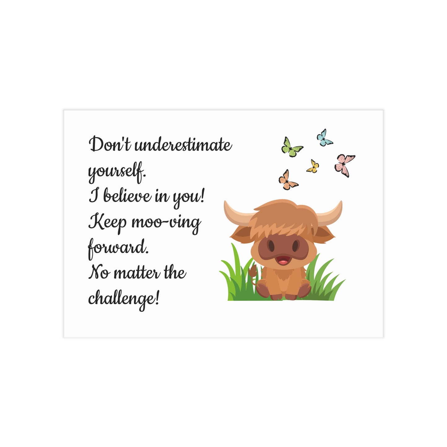 Highland Cow "Keep Moo-ving Forward" Motivational Poster - Kids Classroom Decor