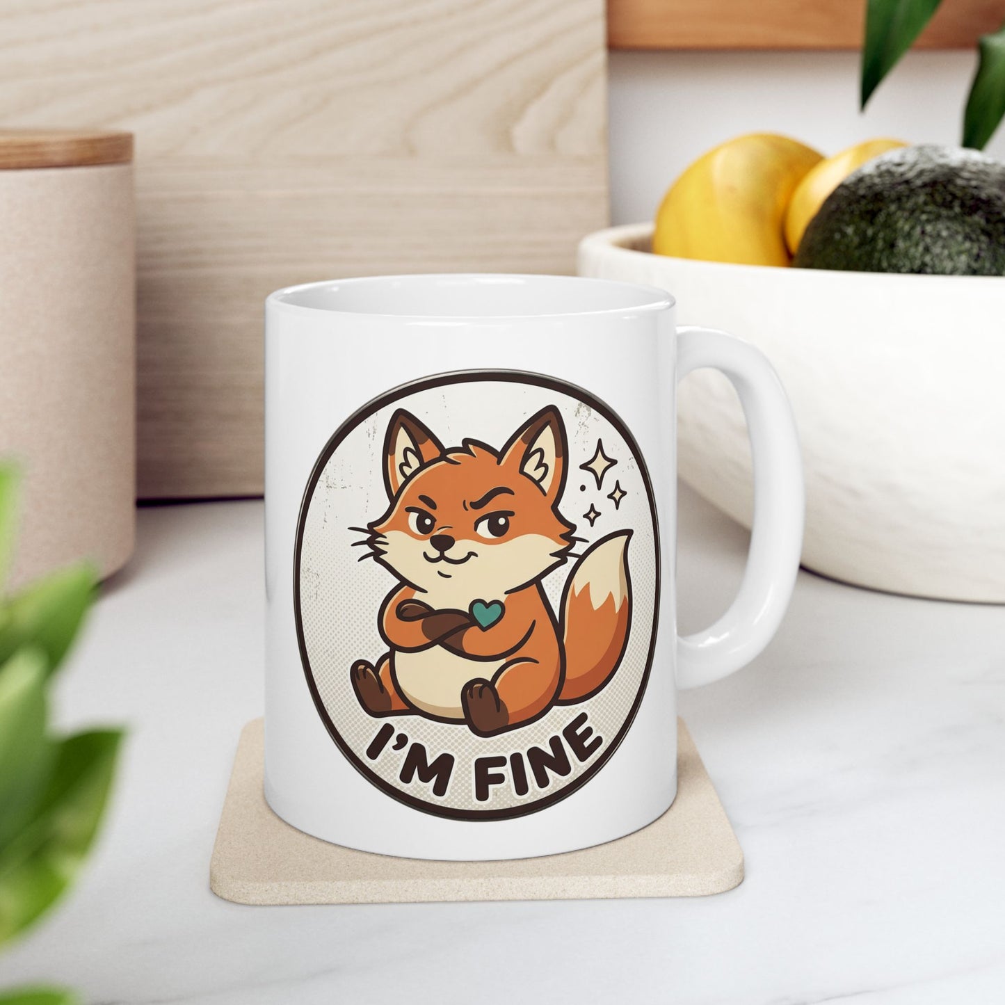 Grumpy Fox "I'm Fine" Funny Coffee Mug – Sarcastic Gift Idea
