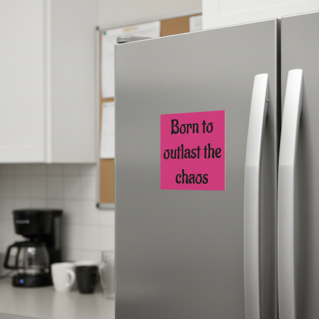 Square Magnet — "Born to Outlast the Chaos" Pink Inspirational Fridge Magnet