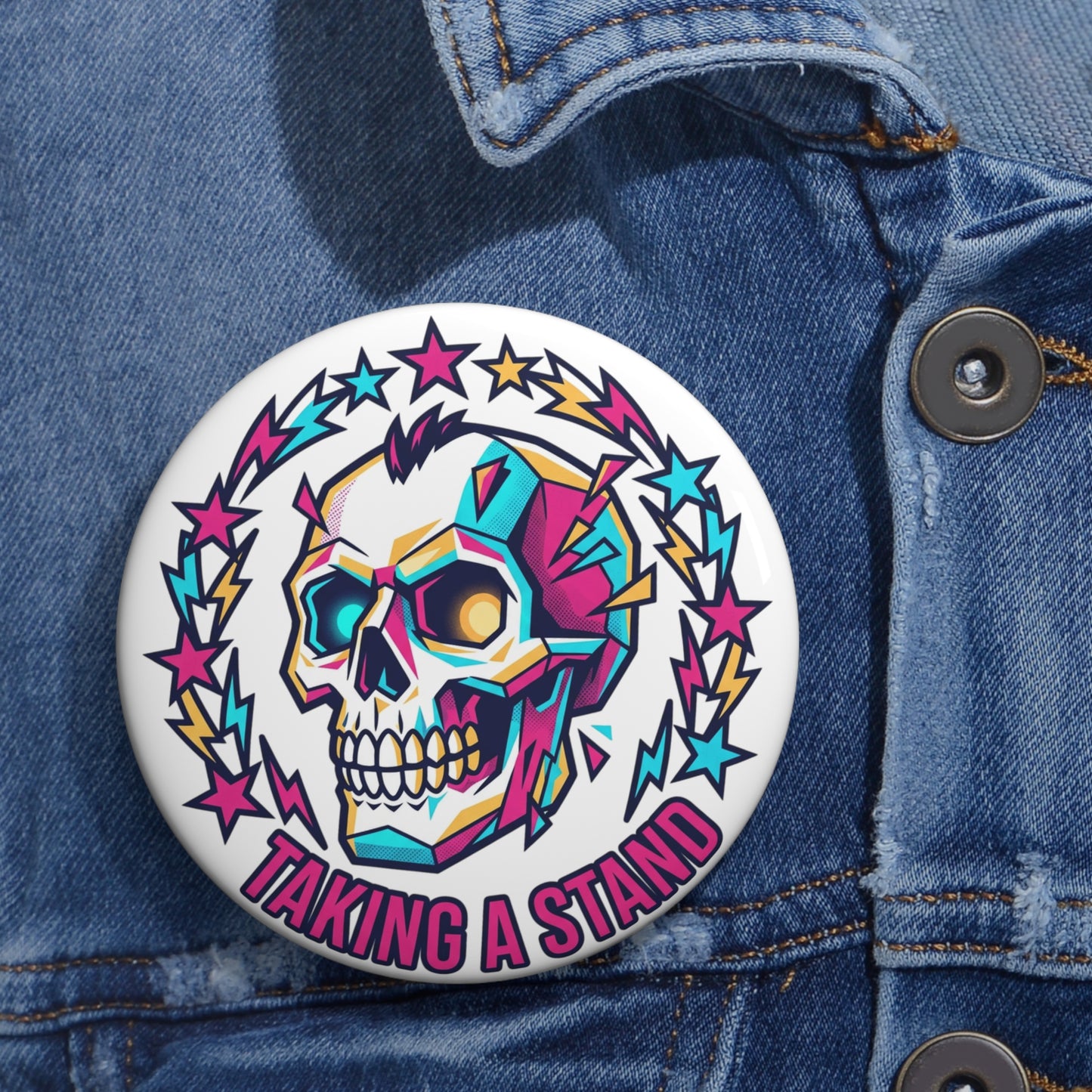 "Taking a Stand" Skull Pin Button - Bold Empowerment Gift