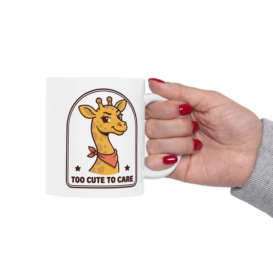 Giraffe "Too Cute To Care" Ceramic Mug - Sassy Unbothered Gift