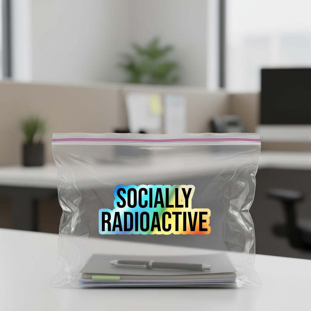 Socially Radioactive Holographic Die-Cut Sticker