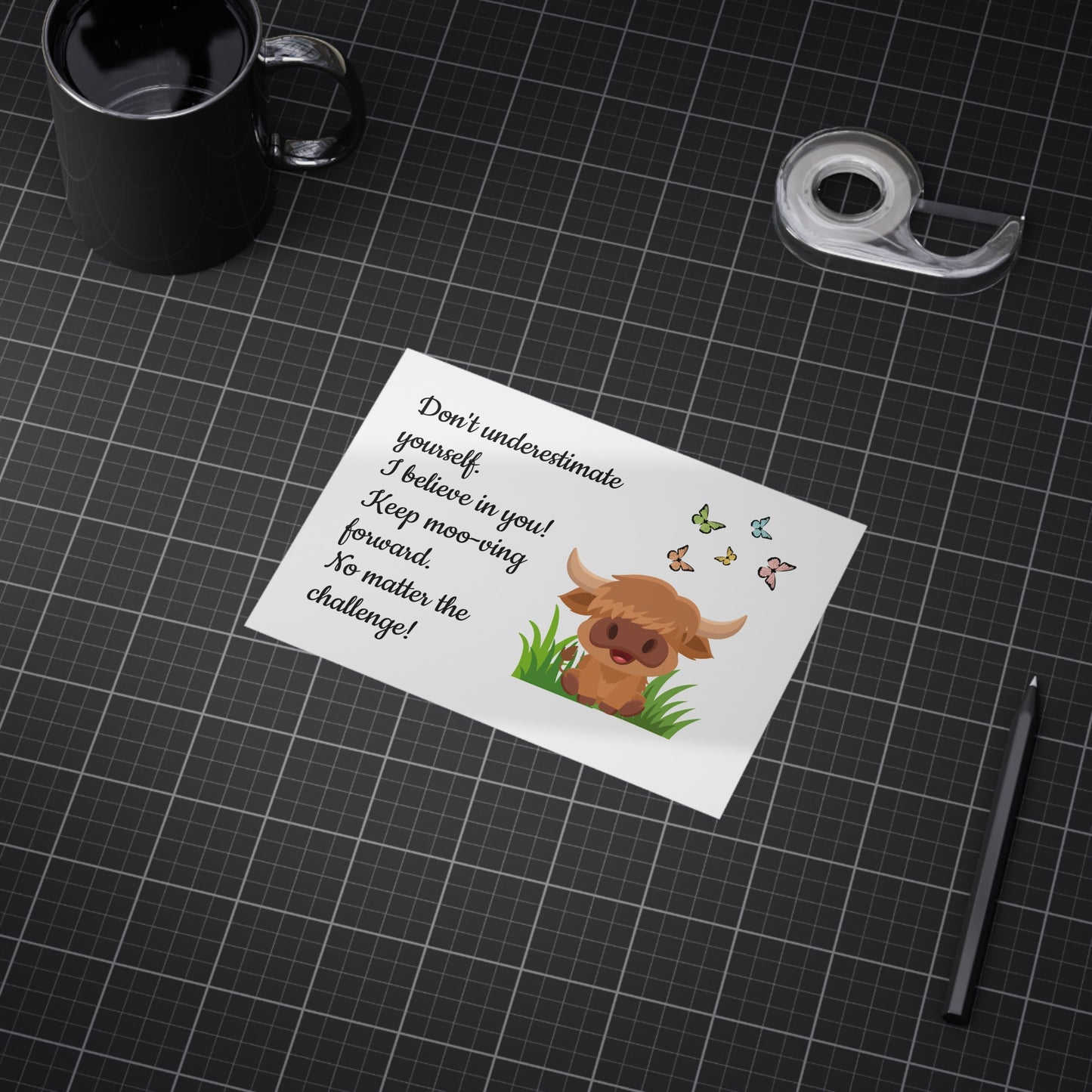 Highland Cow "Keep Moo-ving Forward" Motivational Poster - Kids Classroom Decor