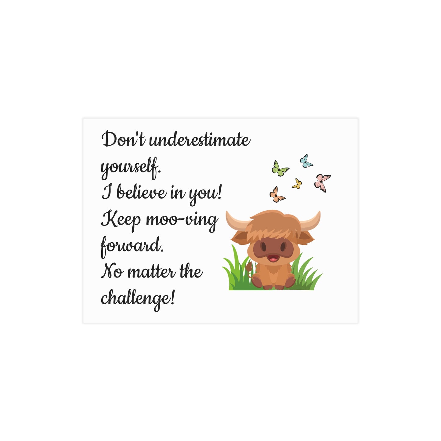 Highland Cow "Keep Moo-ving Forward" Motivational Poster - Kids Classroom Decor