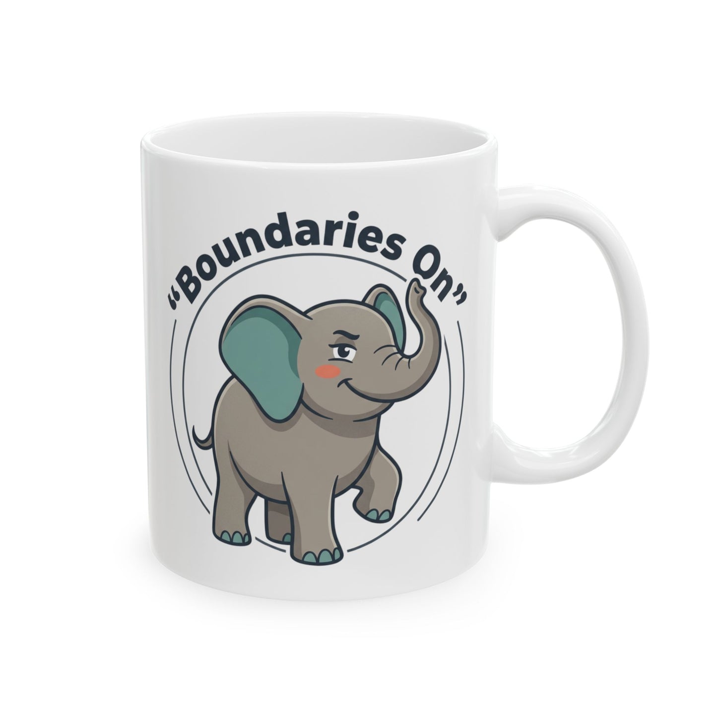 Elephant "Boundaries On" Ceramic Mug - Funny Self-Care Gift