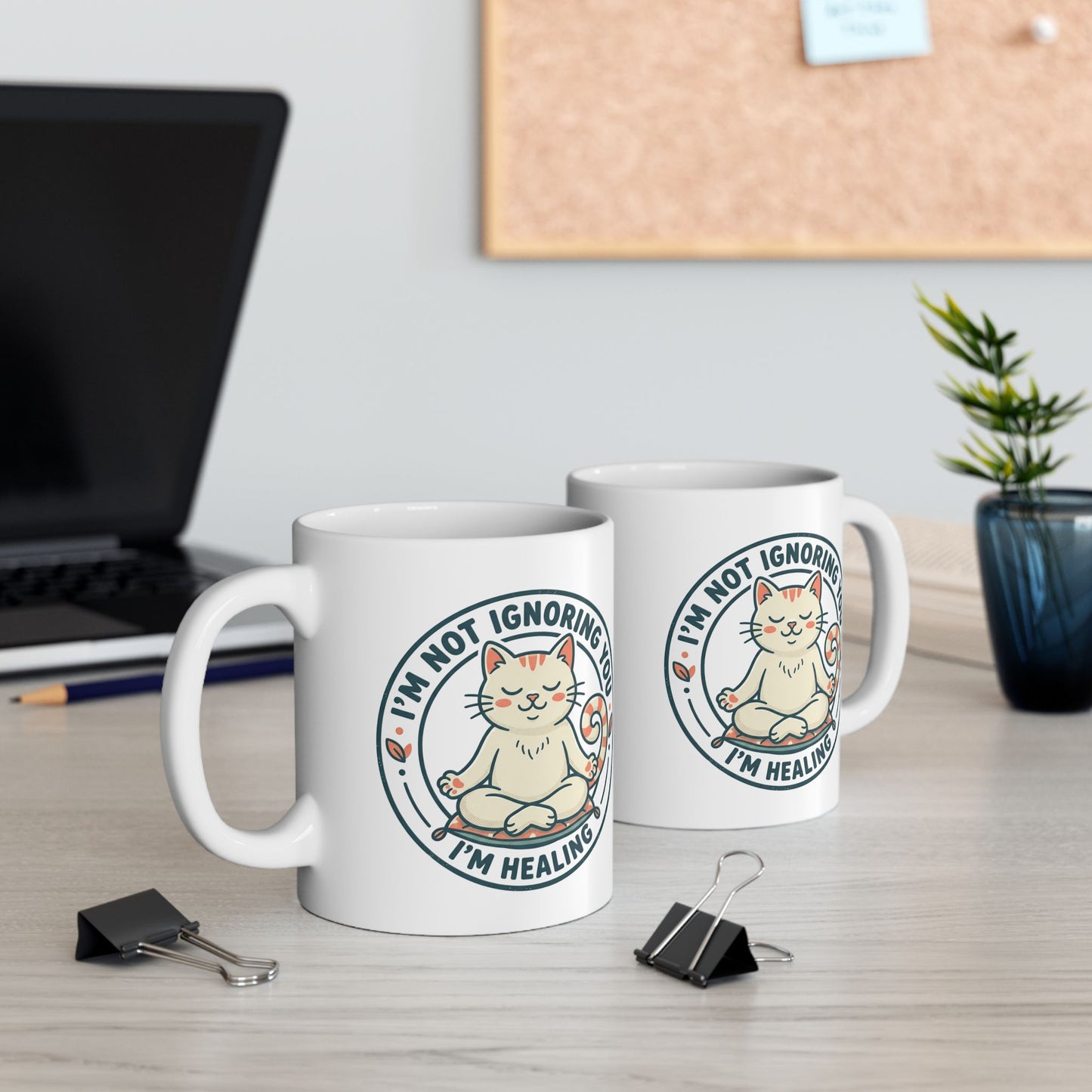 "I'm Not Ignoring You I'm Healing" Cat Mug - Self-Care Gift