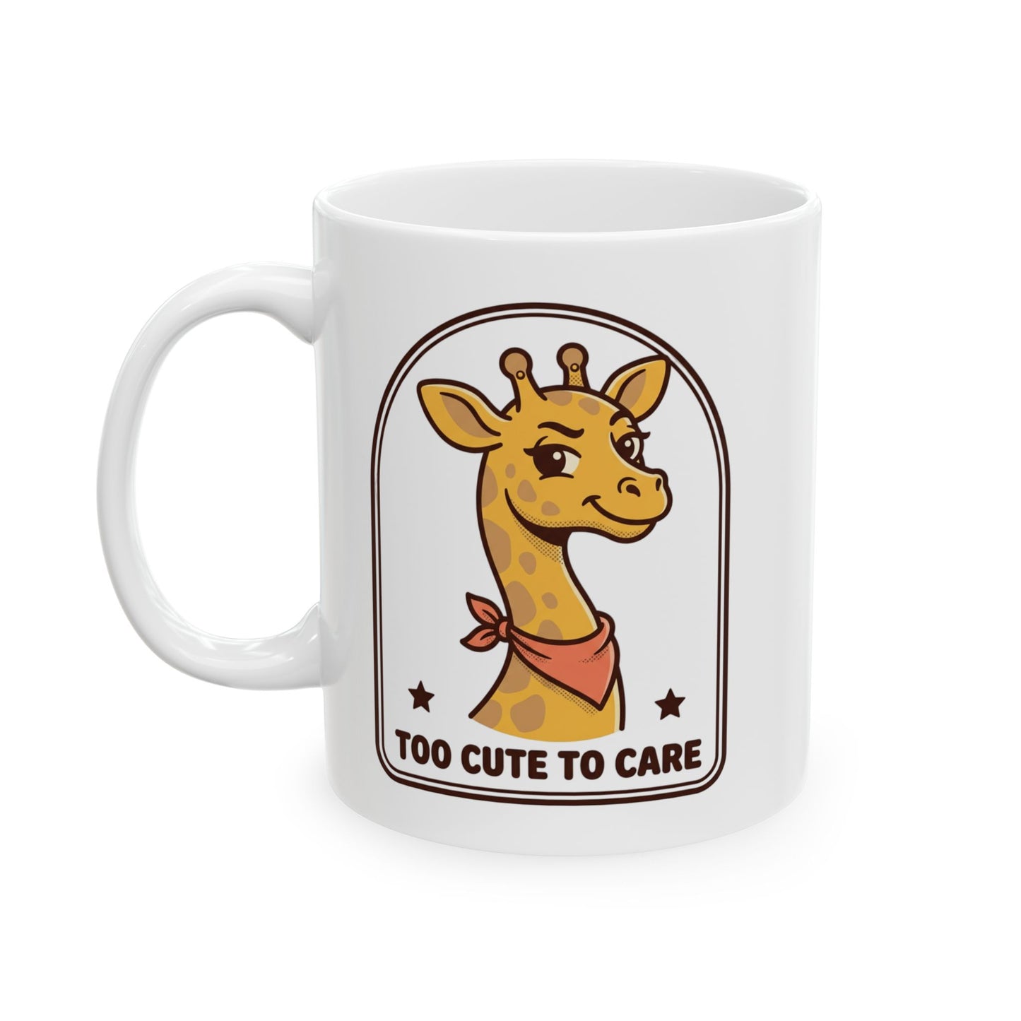 Giraffe "Too Cute To Care" Ceramic Mug - Sassy Unbothered Gift