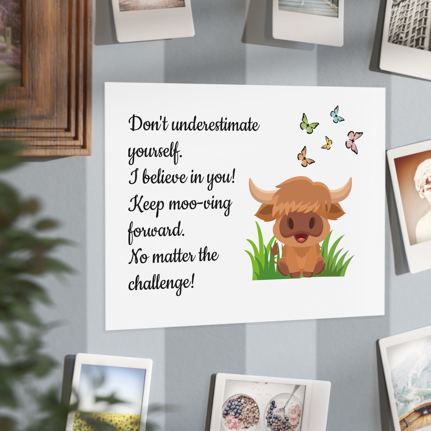 Highland Cow "Keep Moo-ving Forward" Motivational Poster - Kids Classroom Decor