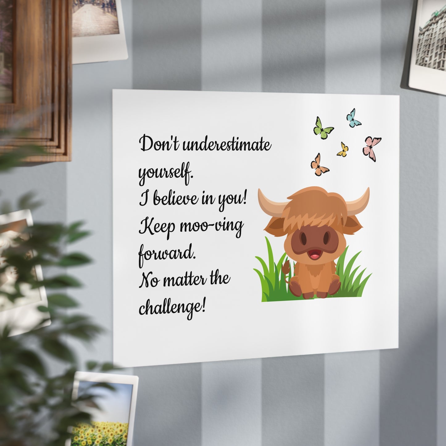 Highland Cow "Keep Moo-ving Forward" Motivational Poster - Kids Classroom Decor