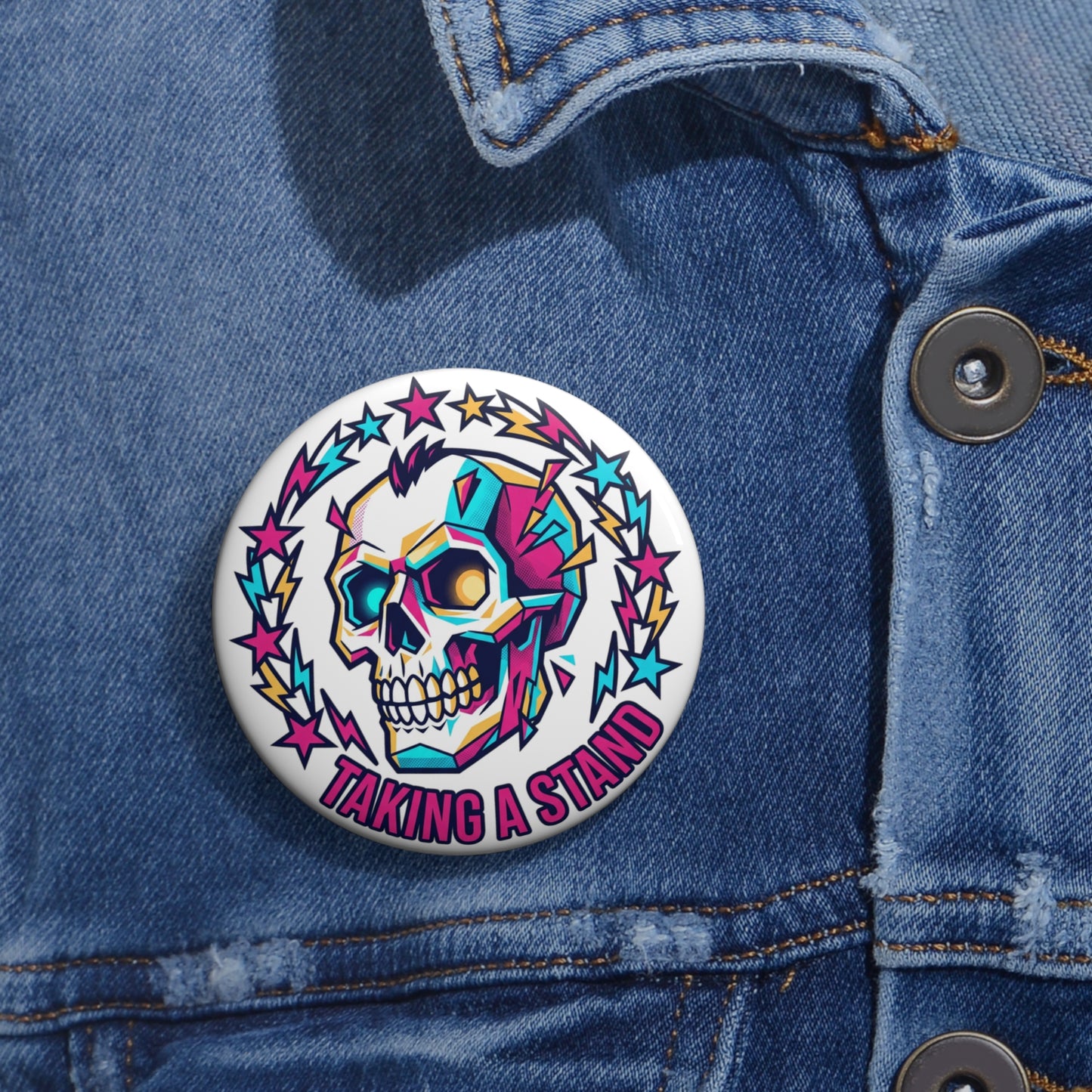 "Taking a Stand" Skull Pin Button - Bold Empowerment Gift