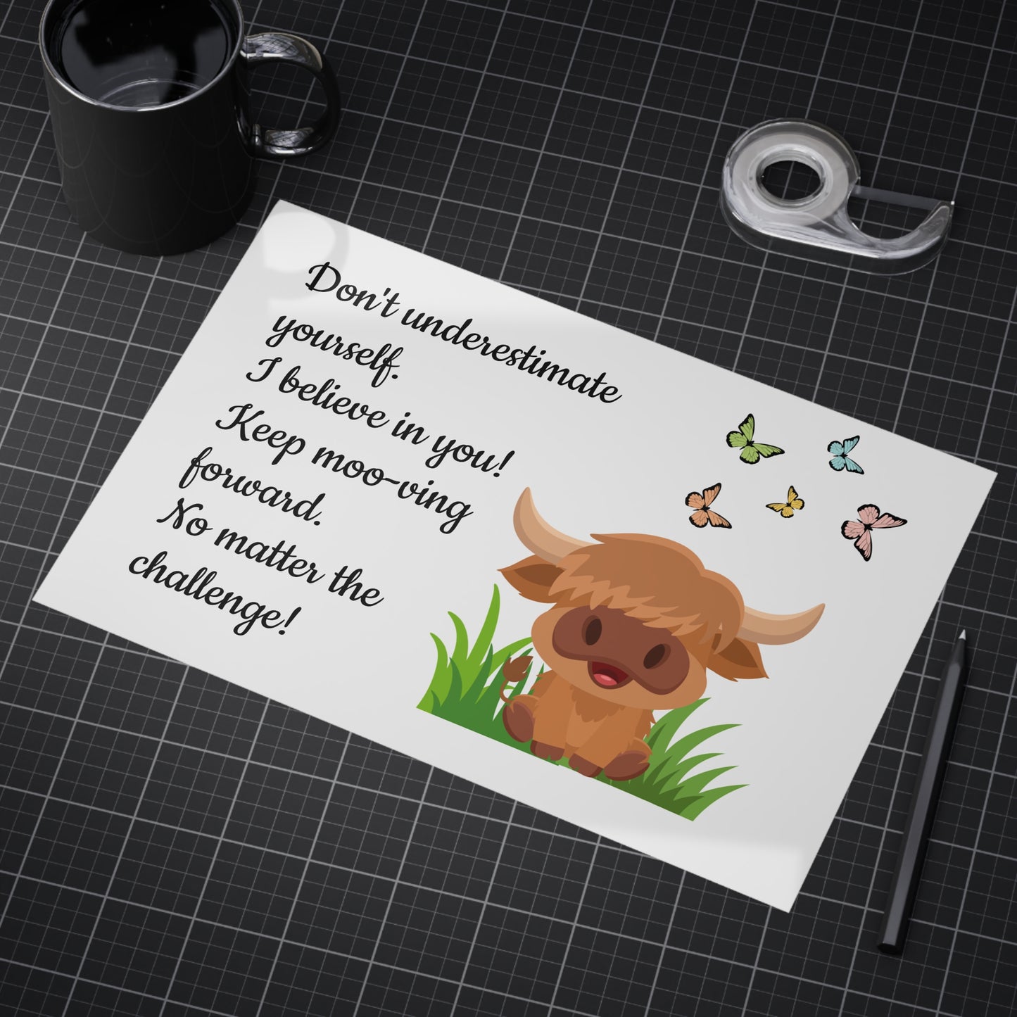 Highland Cow "Keep Moo-ving Forward" Motivational Poster - Kids Classroom Decor
