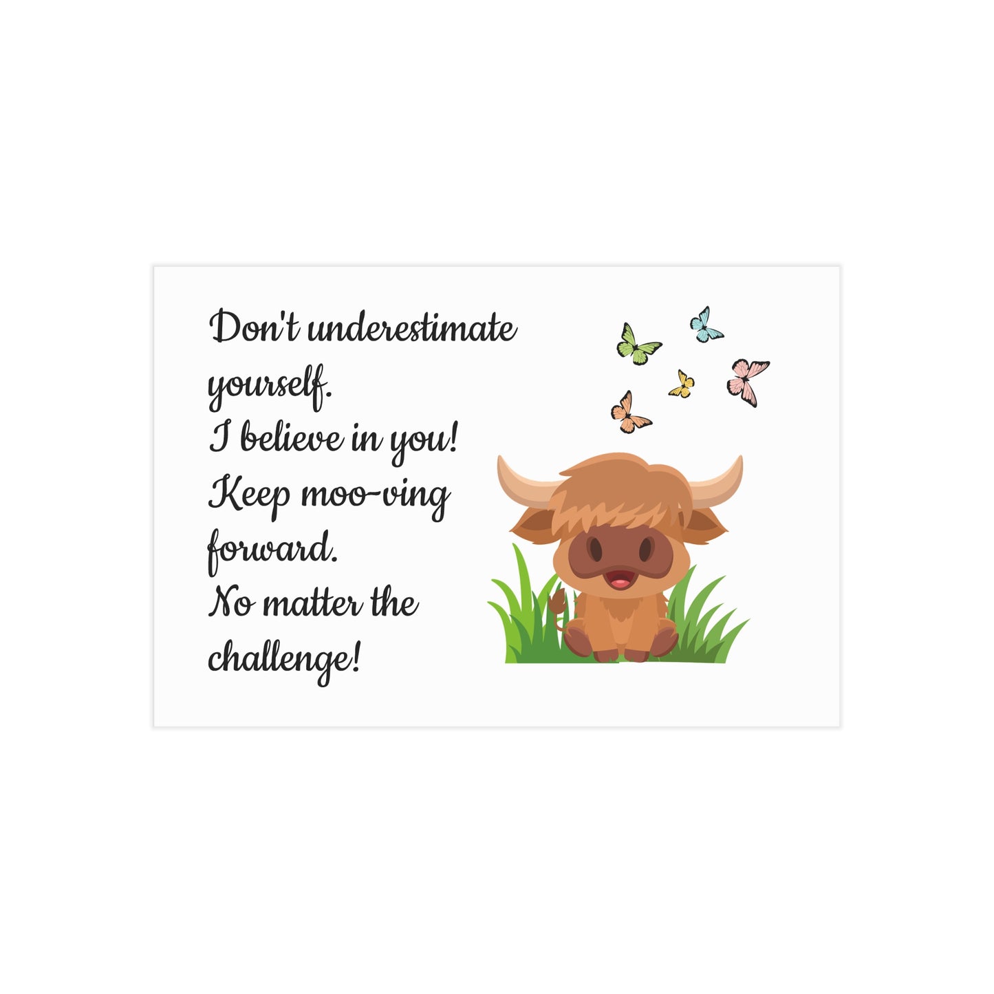 Highland Cow "Keep Moo-ving Forward" Motivational Poster - Kids Classroom Decor