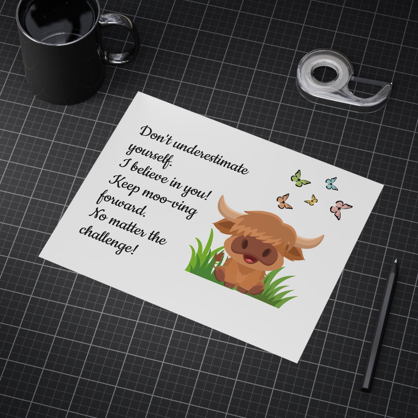 Highland Cow "Keep Moo-ving Forward" Motivational Poster - Kids Classroom Decor