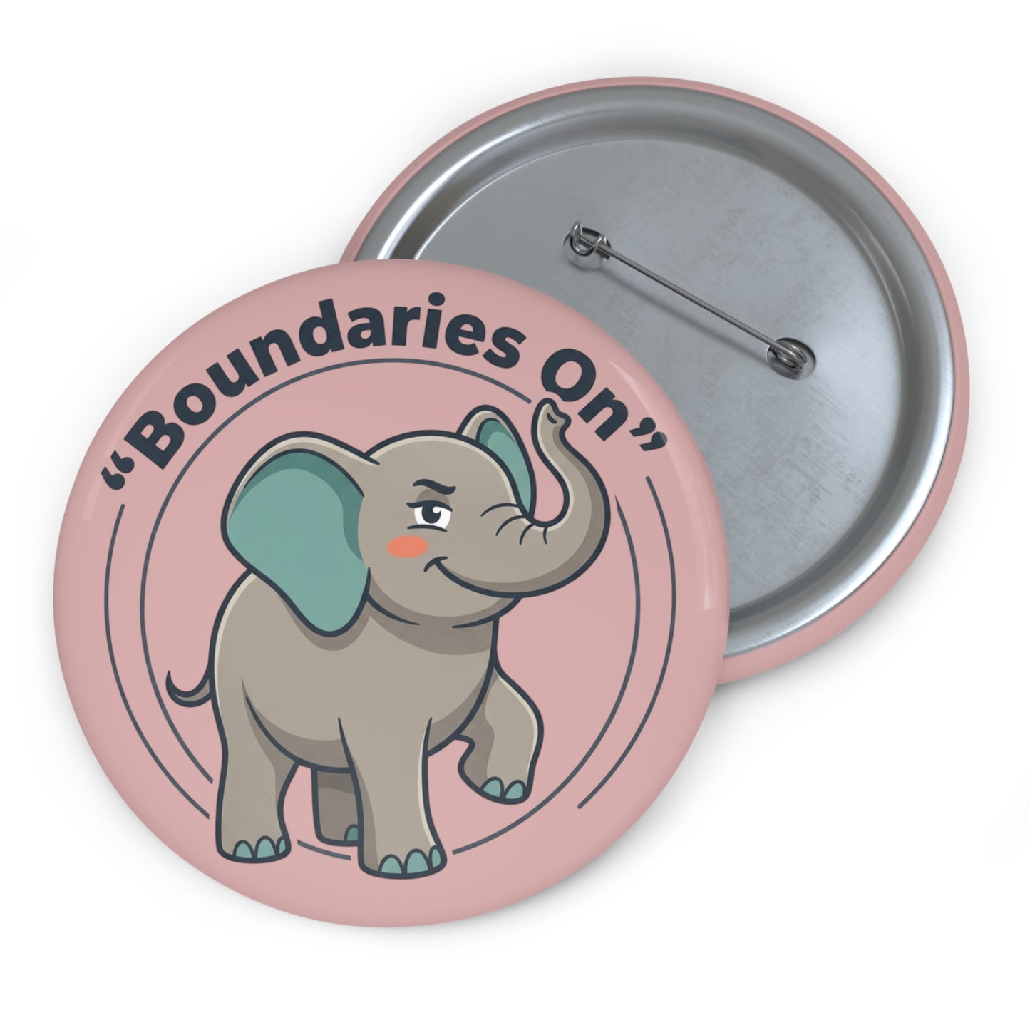 "Boundaries On" Elephants Pin Button - Self-Care Empowerment Gift