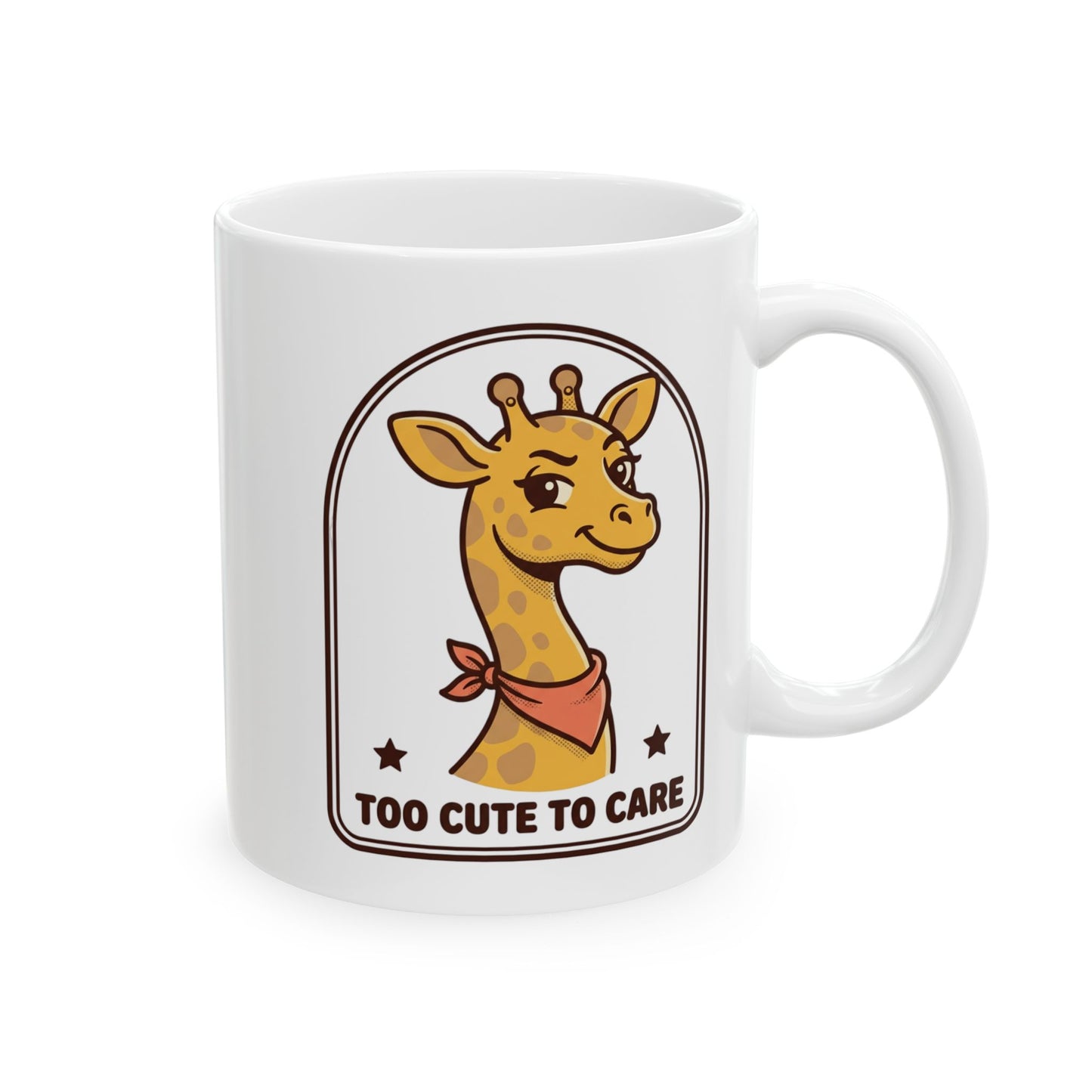 Giraffe "Too Cute To Care" Ceramic Mug - Sassy Unbothered Gift