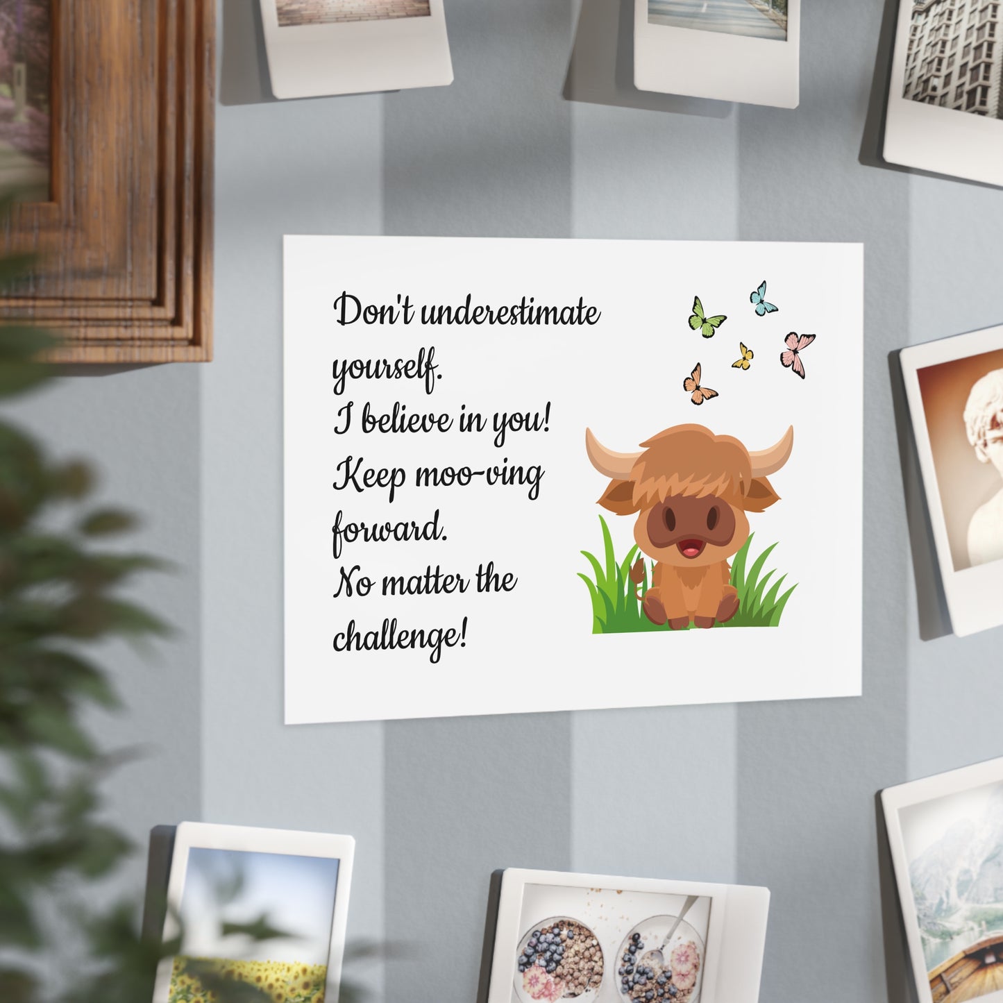 Highland Cow "Keep Moo-ving Forward" Motivational Poster - Kids Classroom Decor