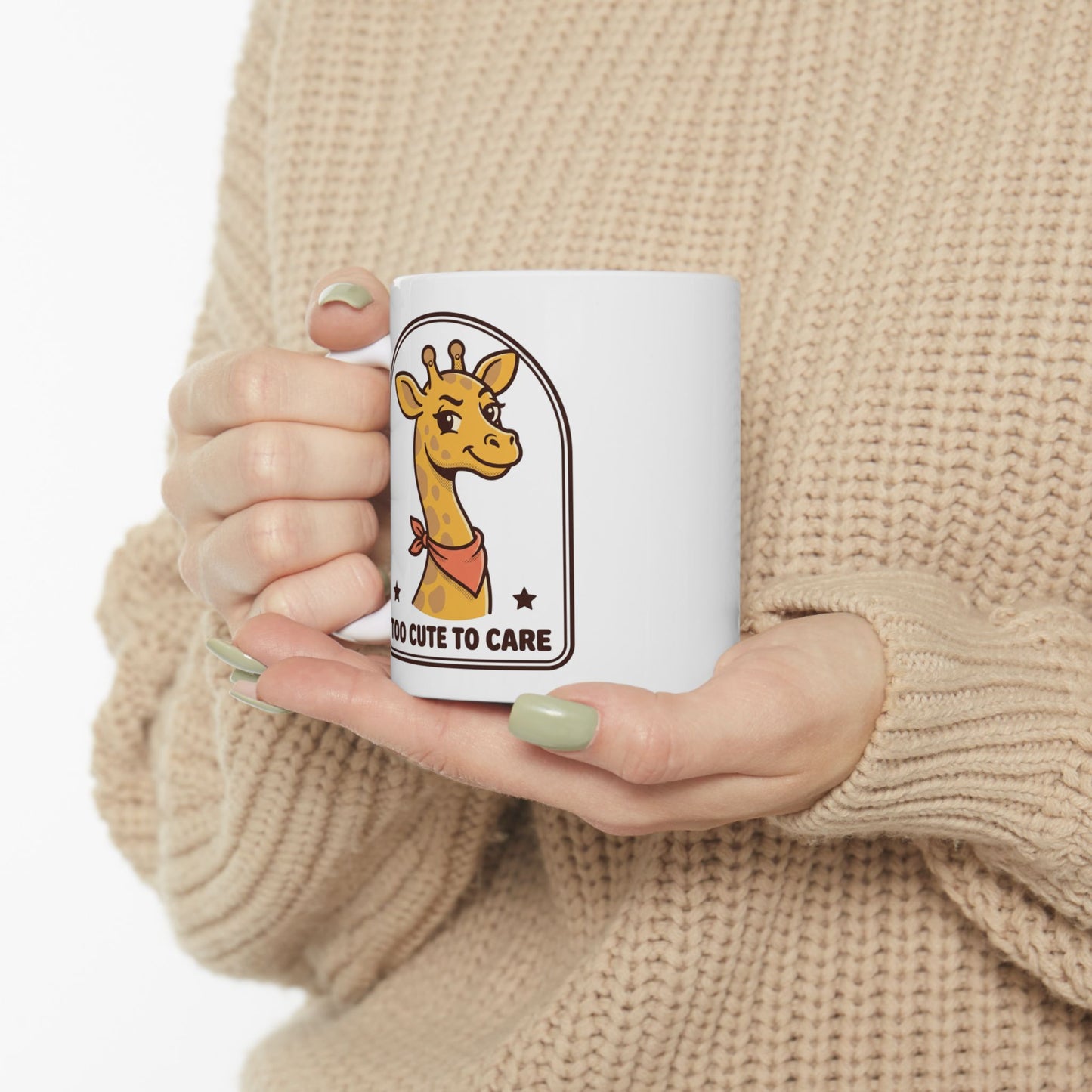Giraffe "Too Cute To Care" Ceramic Mug - Sassy Unbothered Gift
