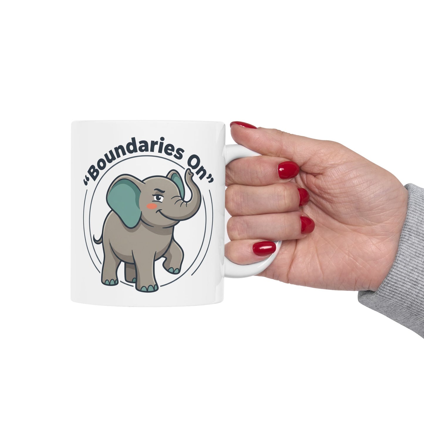 Elephant "Boundaries On" Ceramic Mug - Funny Self-Care Gift