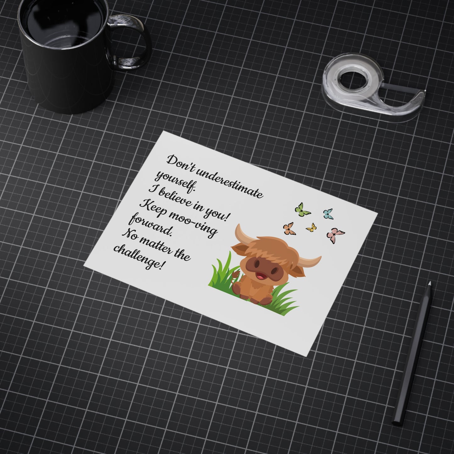 Highland Cow "Keep Moo-ving Forward" Motivational Poster - Kids Classroom Decor