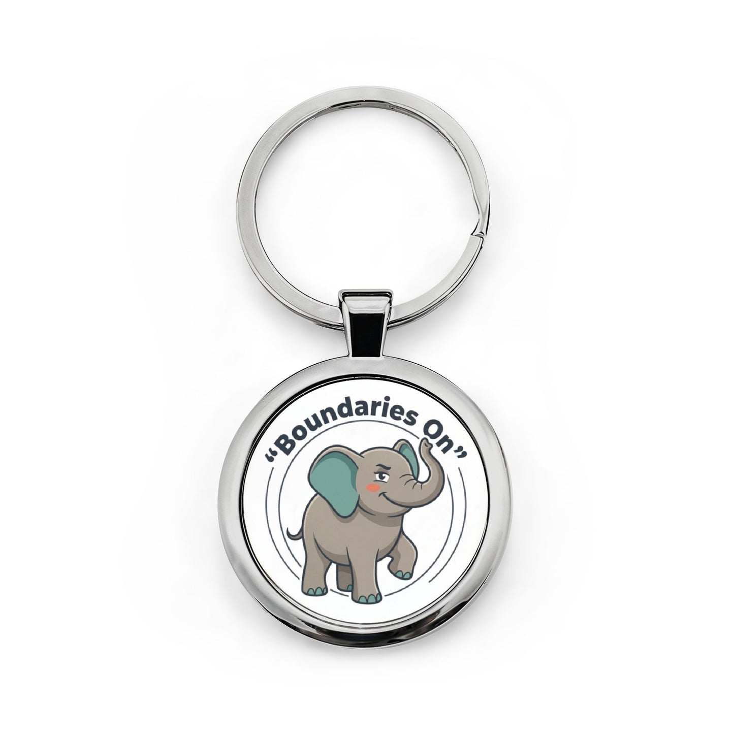 Elephant Round Stainless Steel Keychain
