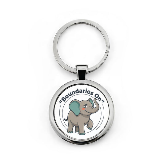 Elephant Round Stainless Steel Keychain