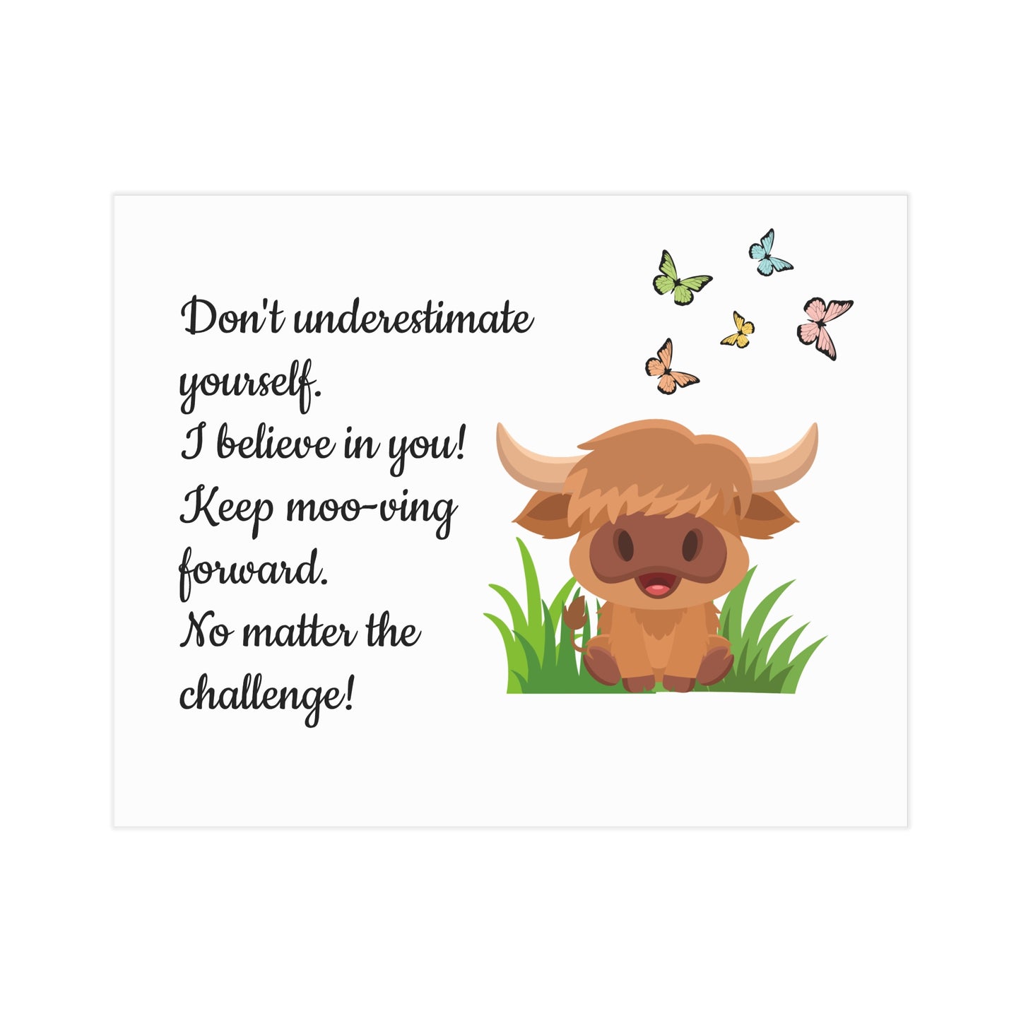 Highland Cow "Keep Moo-ving Forward" Motivational Poster - Kids Classroom Decor