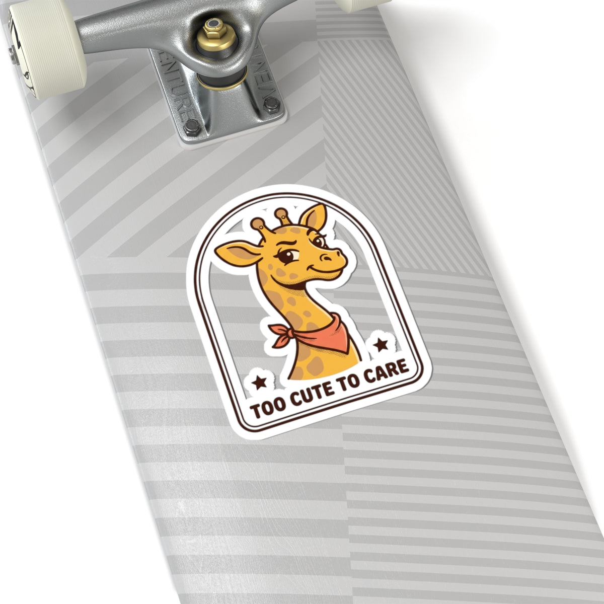 Cute Giraffe Sticker — "Too Cute to Care" Kiss-Cut Vinyl Decal