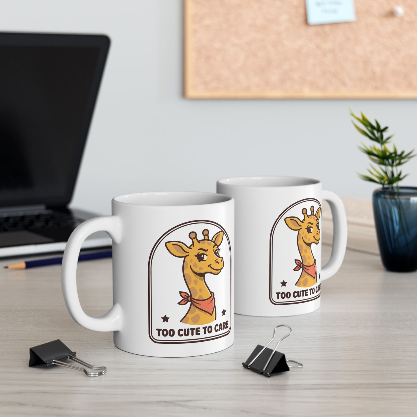 Giraffe "Too Cute To Care" Ceramic Mug - Sassy Unbothered Gift