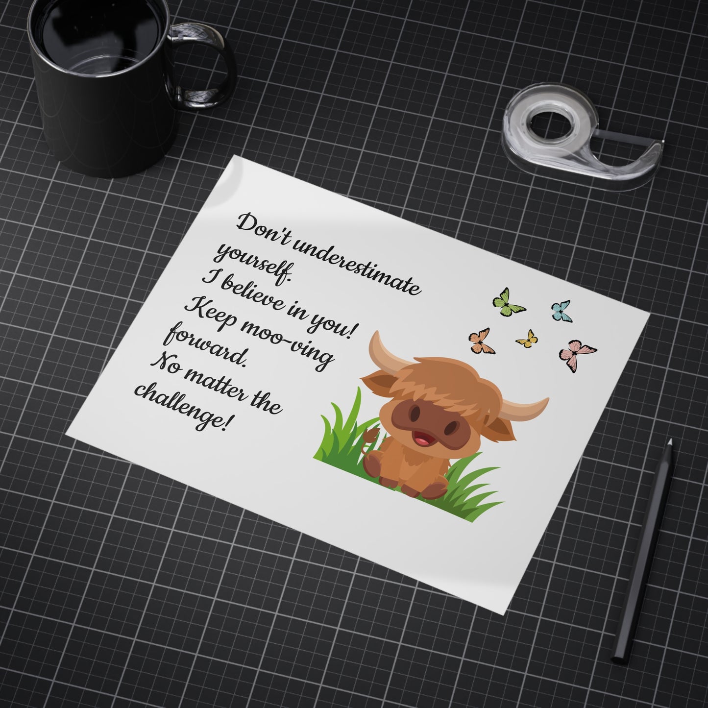 Highland Cow "Keep Moo-ving Forward" Motivational Poster - Kids Classroom Decor